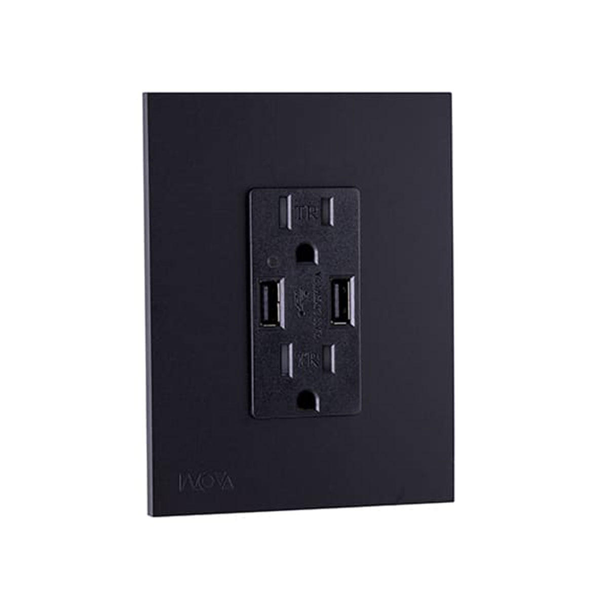 Tomacorriente Doble USB Nova negro mate 15A/125V + USB 4.2A