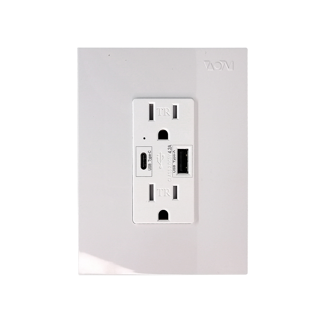 Tomacorriente Doble USB + Tipo C 4. Nova Blanco