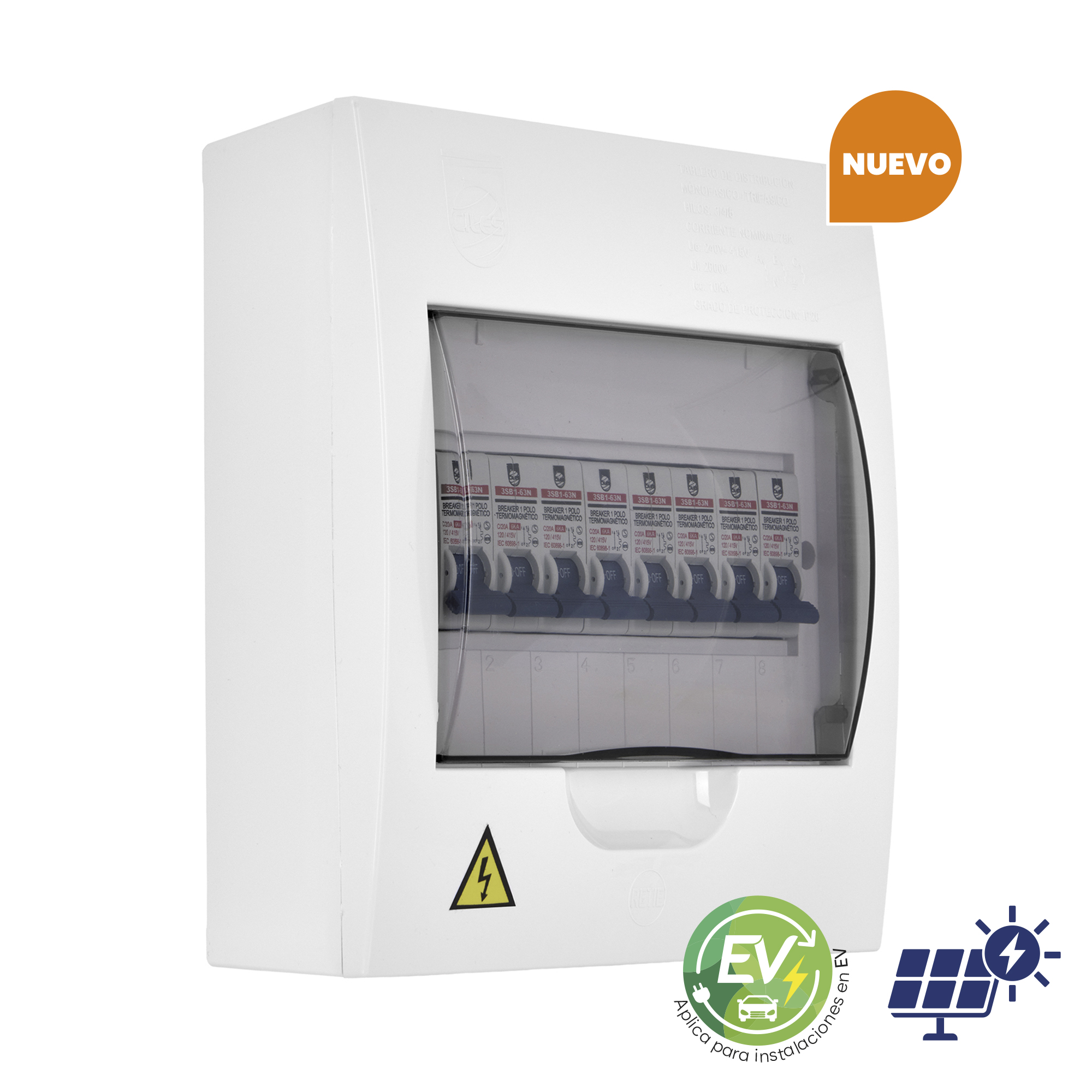 Tablero de Distribución Sistema tipo Riel hasta 8 circuitos para sobreponer